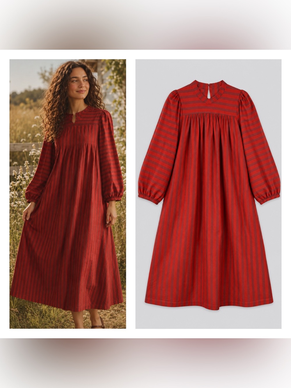 Ace & Jig Maxi Dress Large Prairie Boho Ballon Sleeves Signature Yarn Dyed Woven